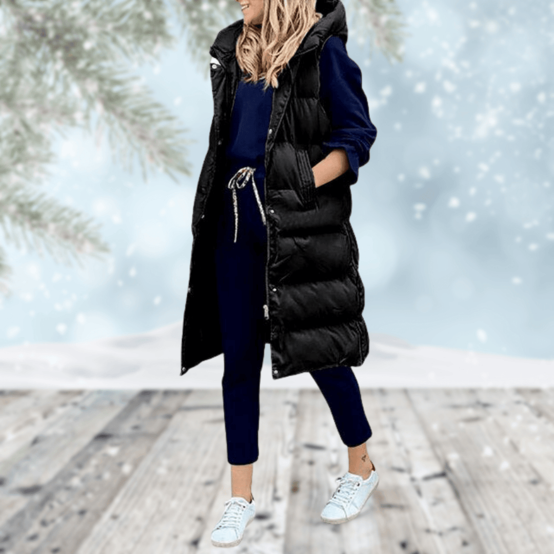 Evelyn Sleek Long Coat in black