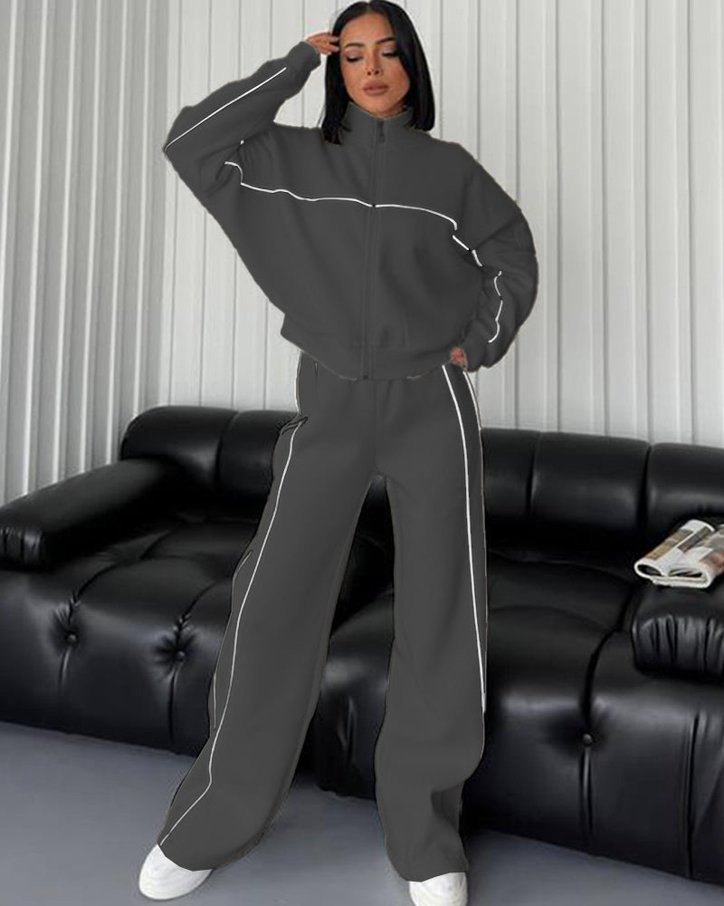 Sporty Line Design 2-piece Matching in dark gray