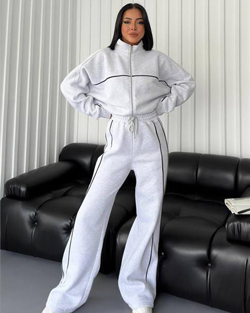 Sporty Line Design 2-piece Matching in light gray