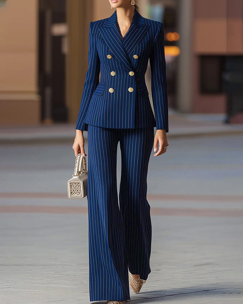 Smart Stripe Matching Sets in blue