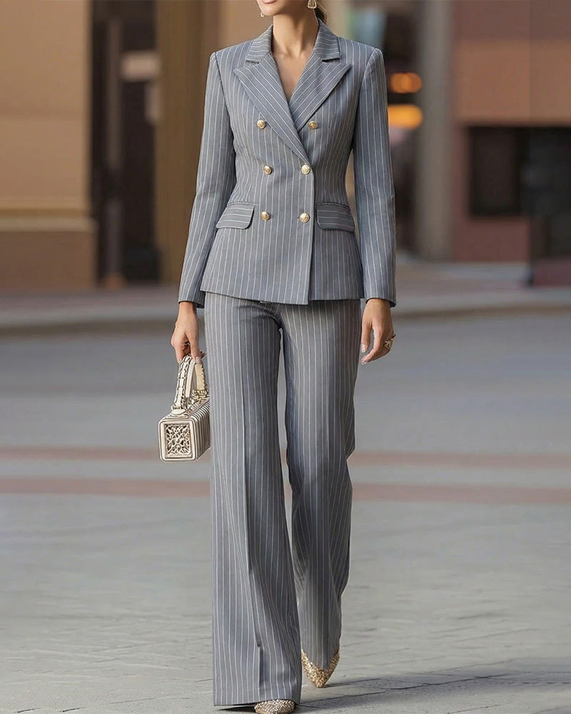 Smart Stripe Matching Sets in gray