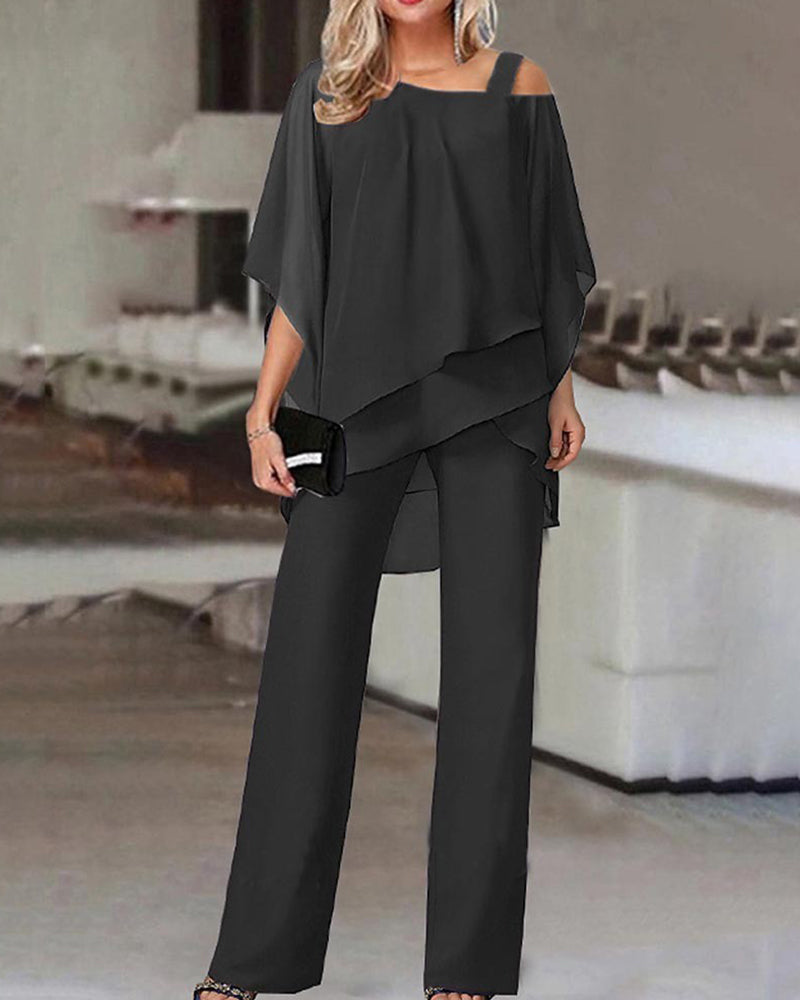 Elegant Formal Chiffon 2-piece Matching in black