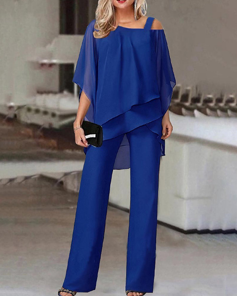 Elegant Formal Chiffon 2-piece Matching in blue