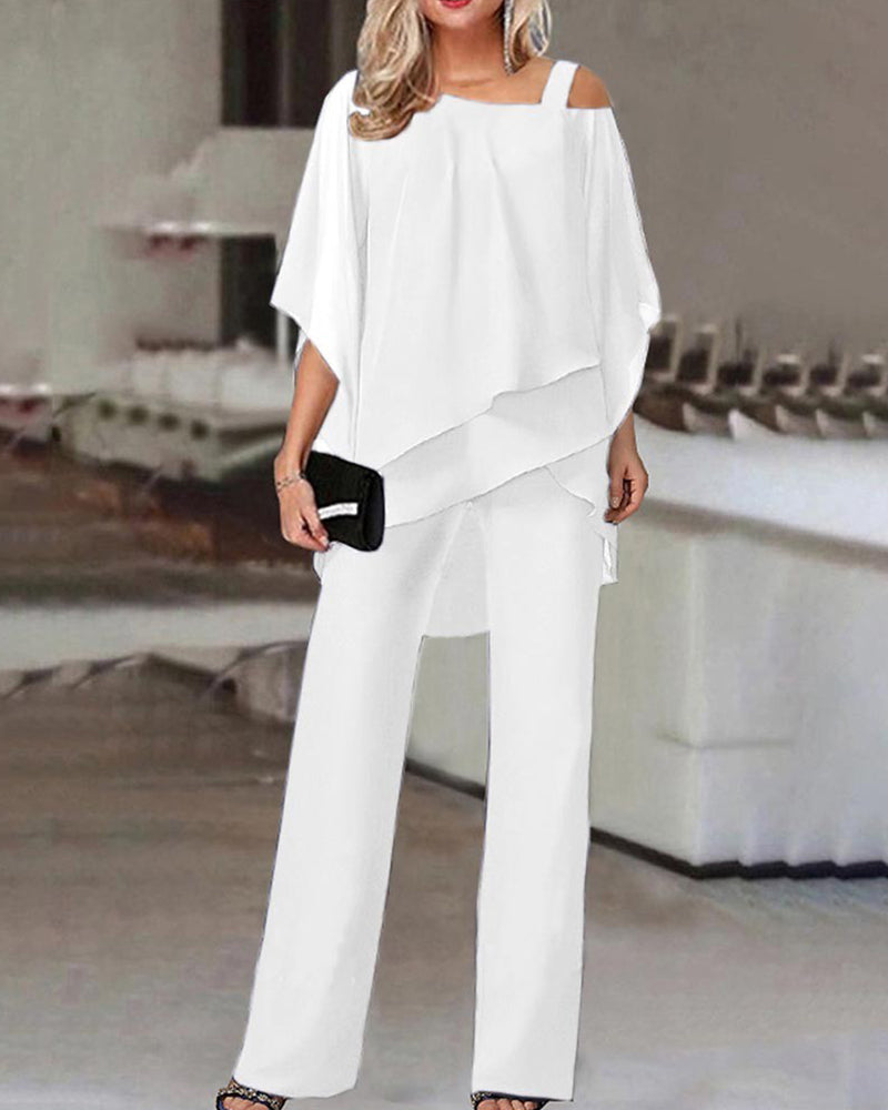 Elegant Formal Chiffon 2-piece Matching in white
