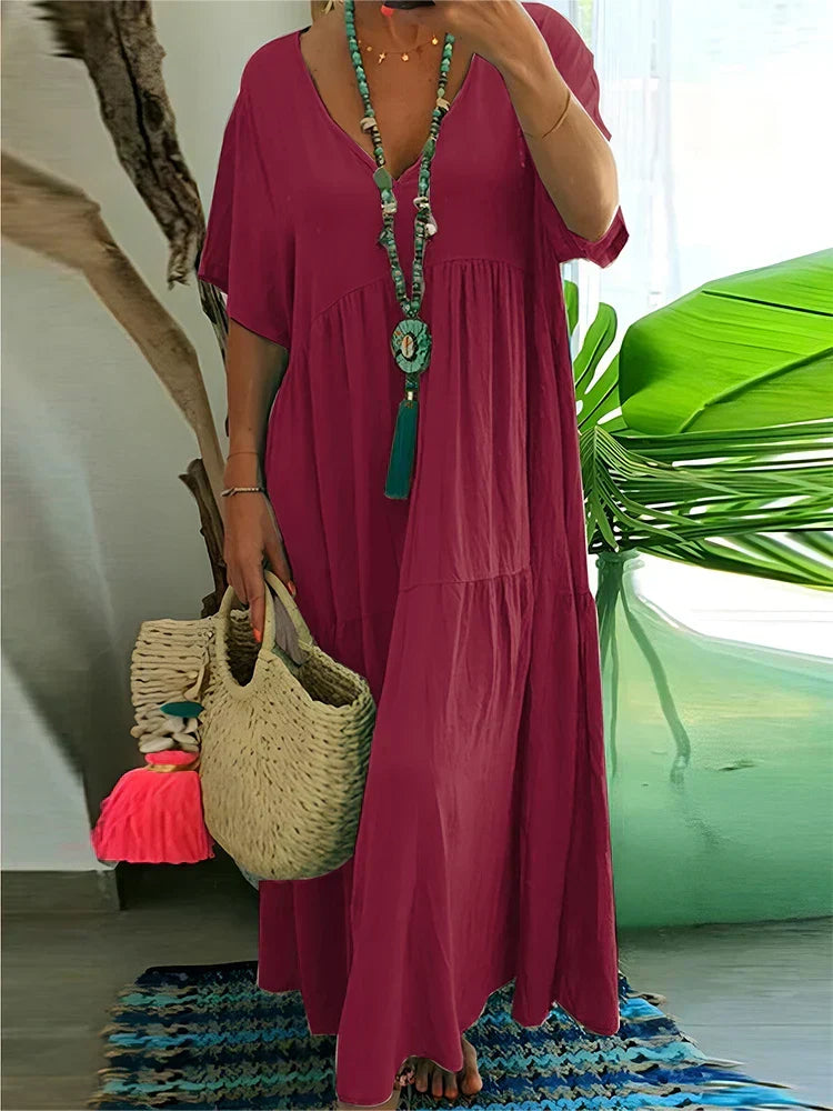 Cleopatra Summer Dress in burgundy