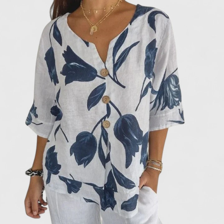 Isabel Floral Print Blouse in white
