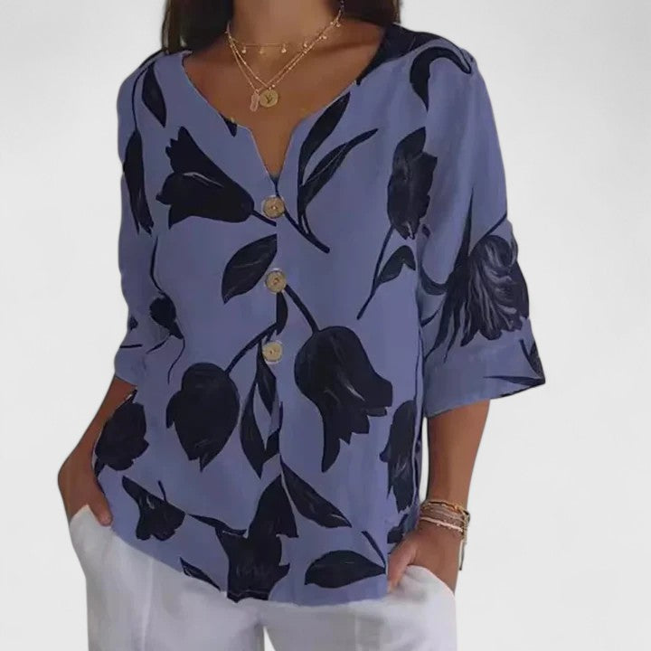 Isabel Floral Print Blouse in blue