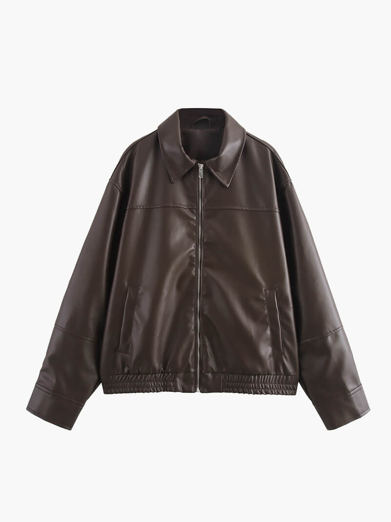 Lilli Faux Leather Jacket in dark brown