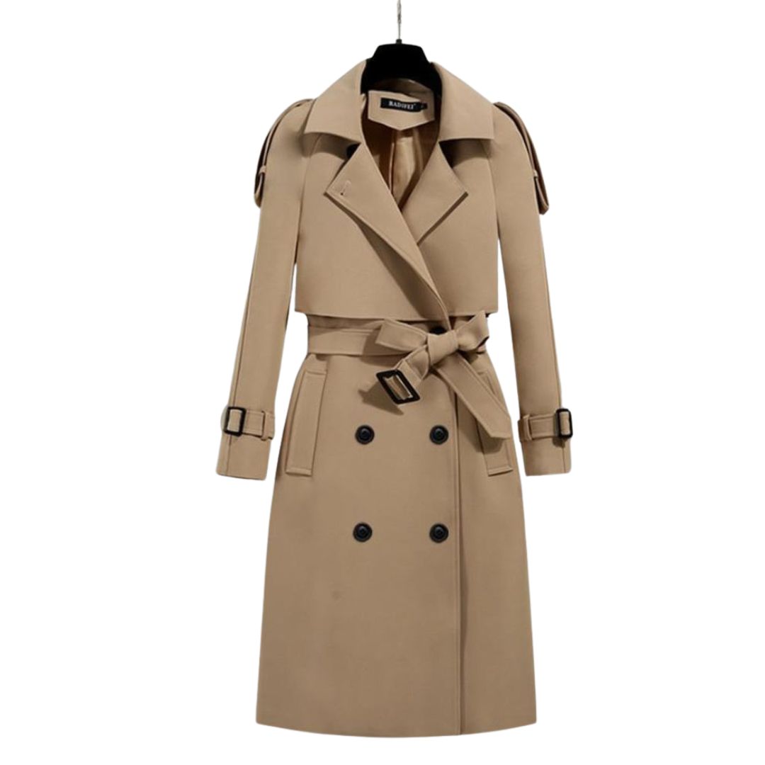 Ashbury Longline Trench Coat in beige