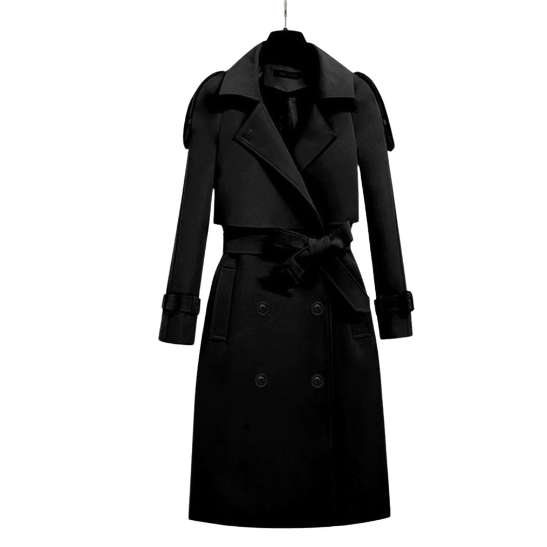 Ashbury Longline Trench Coat in black