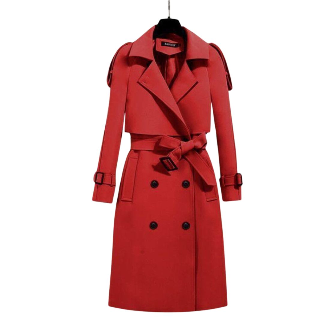 Ashbury Longline Trench Coat in red