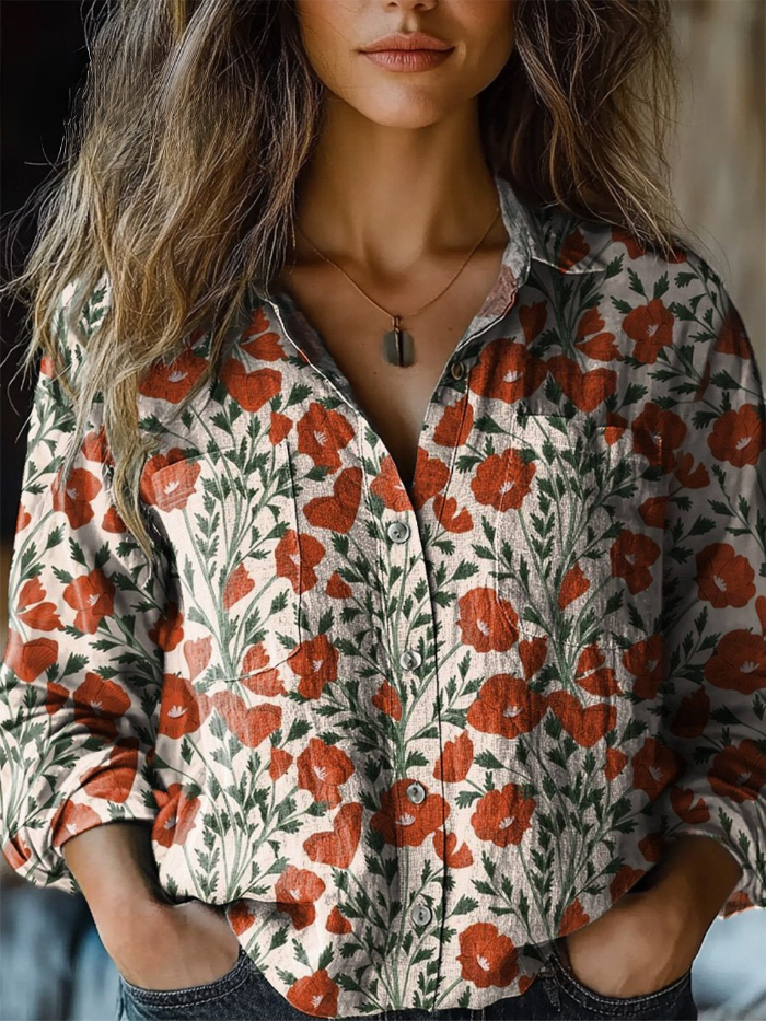 Ulrika Poppy Floral Print Blouse