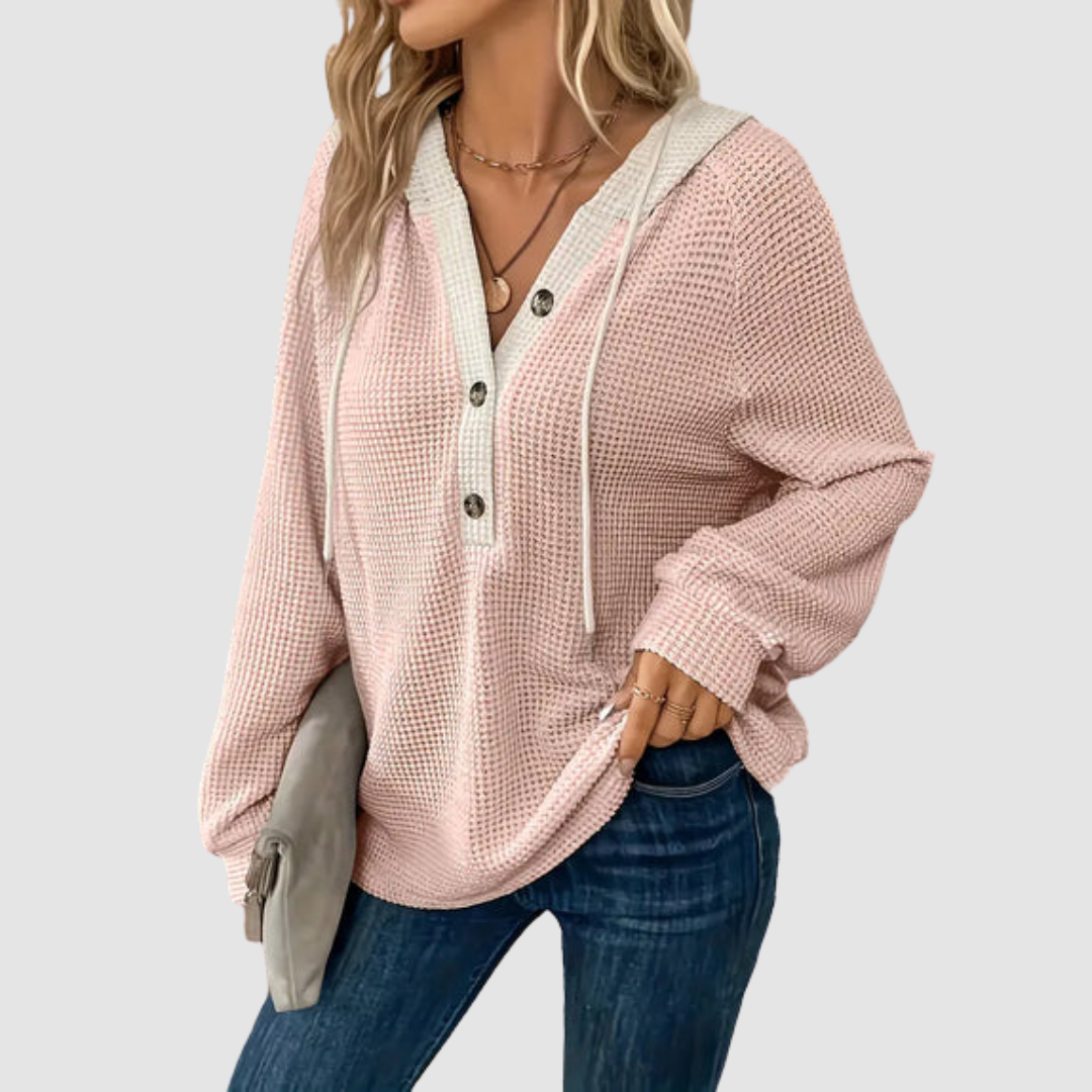 Trish Knitted Long Sleeve Hoodie in pink