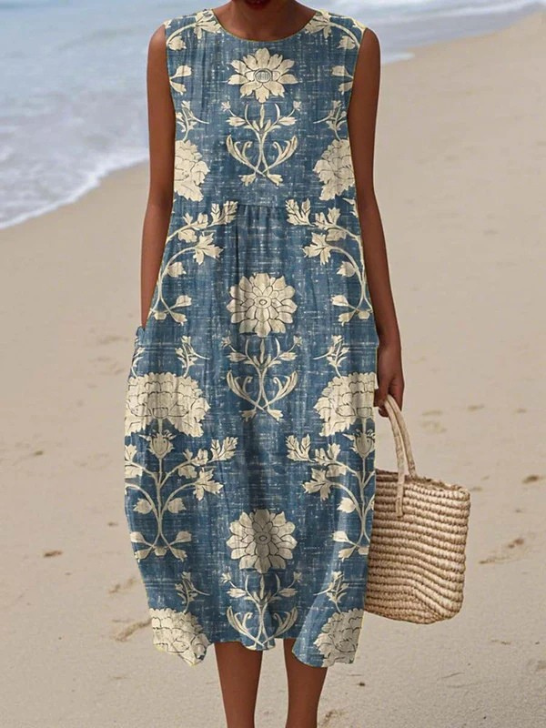 Belle Midi Boho Dress in multicolor