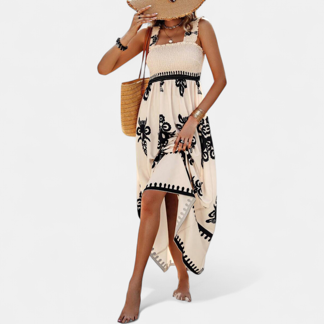 Este Summer Sleeveless Maxi Dress in apricot