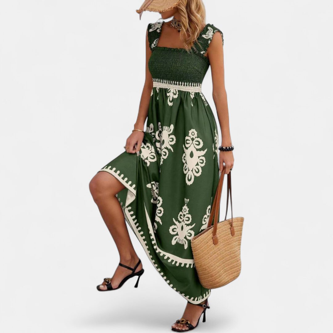 Este Summer Sleeveless Maxi Dress in green