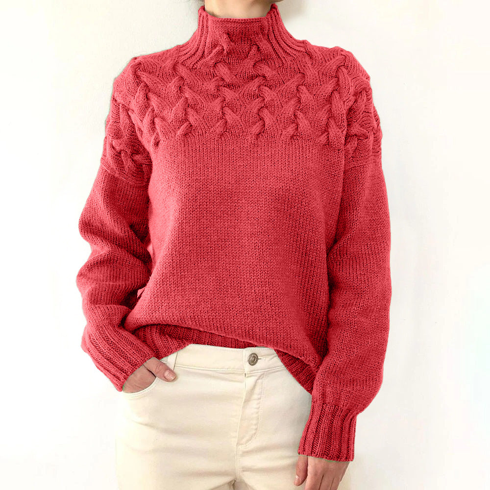 Mella Turtleneck Knit Sweater in light red