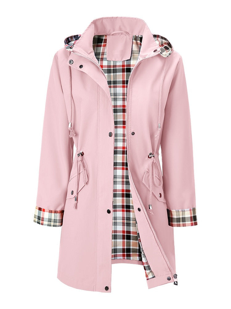 Aliyah Waterproof Jacket with Plaid in pink