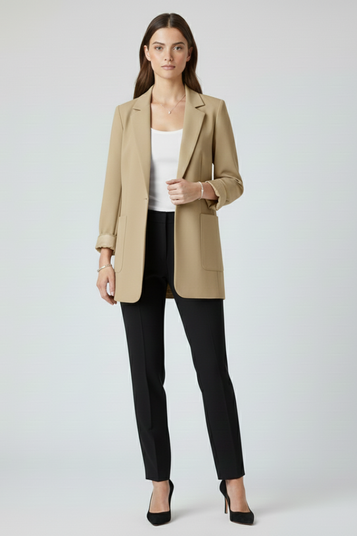 Blazer with Open in khaki