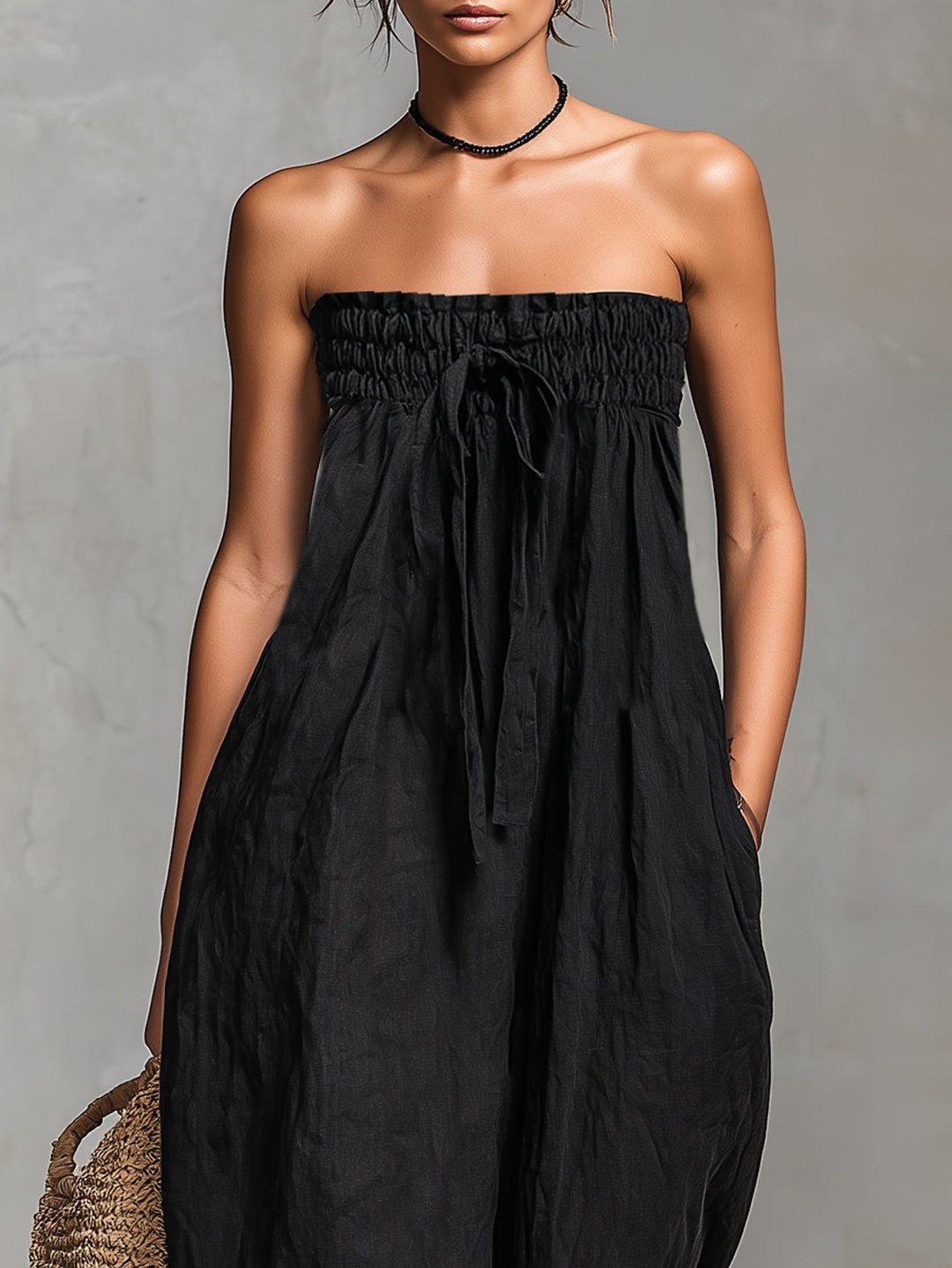 Nina Strapless Jumpsuit in black