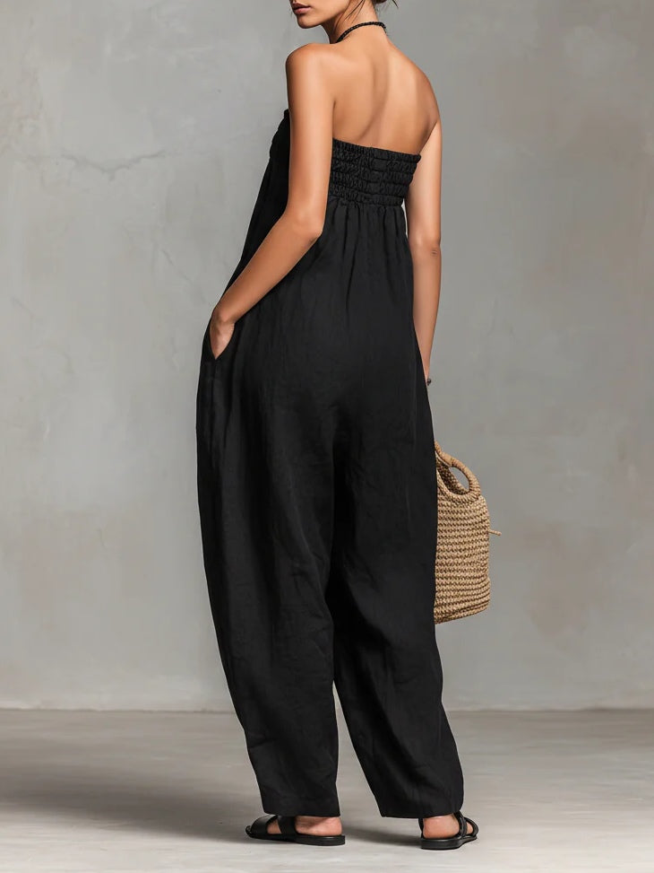 Nina Strapless Jumpsuit in black