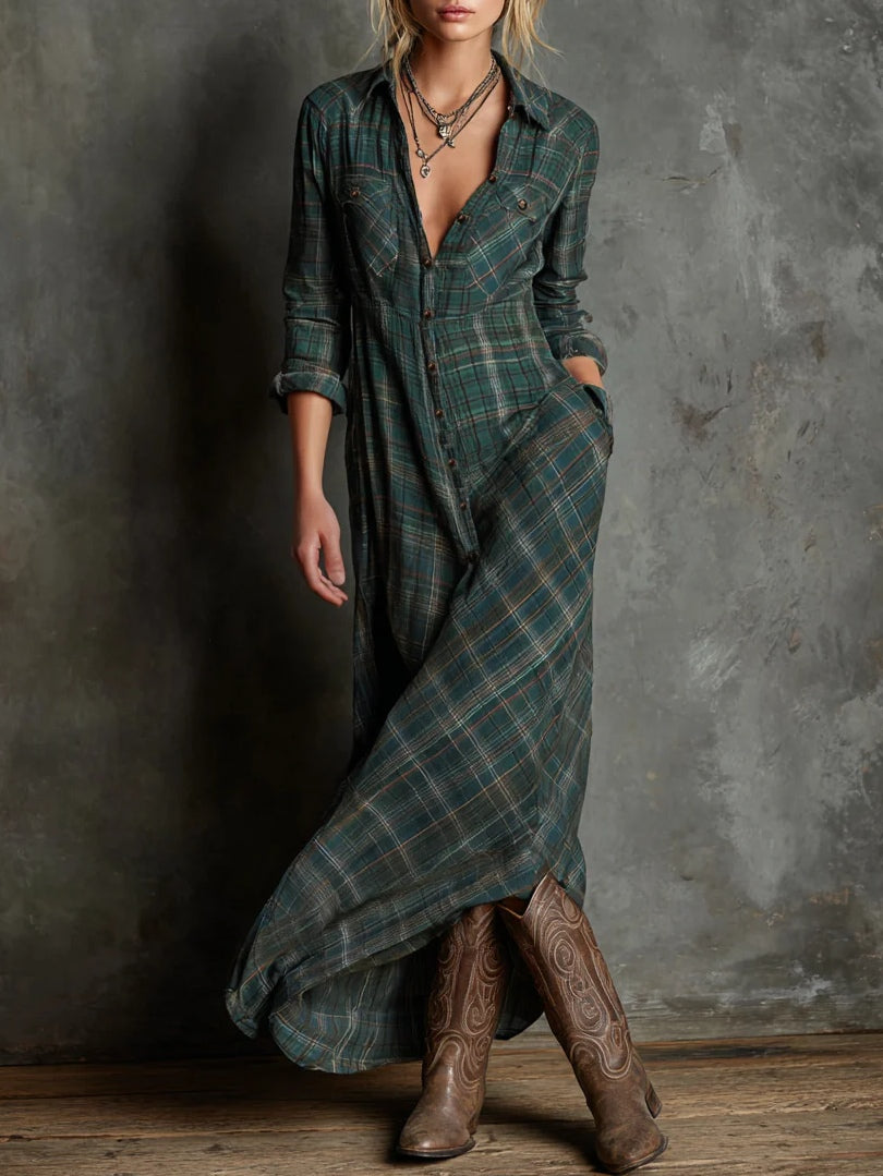 Macy Long Green Plaid