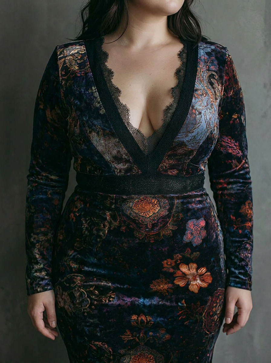 Nadia Velvet Floral Mini Dress