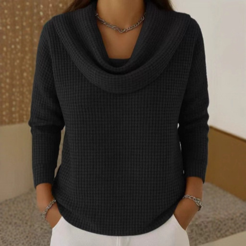 Amber Warm Waffle Sweater in black