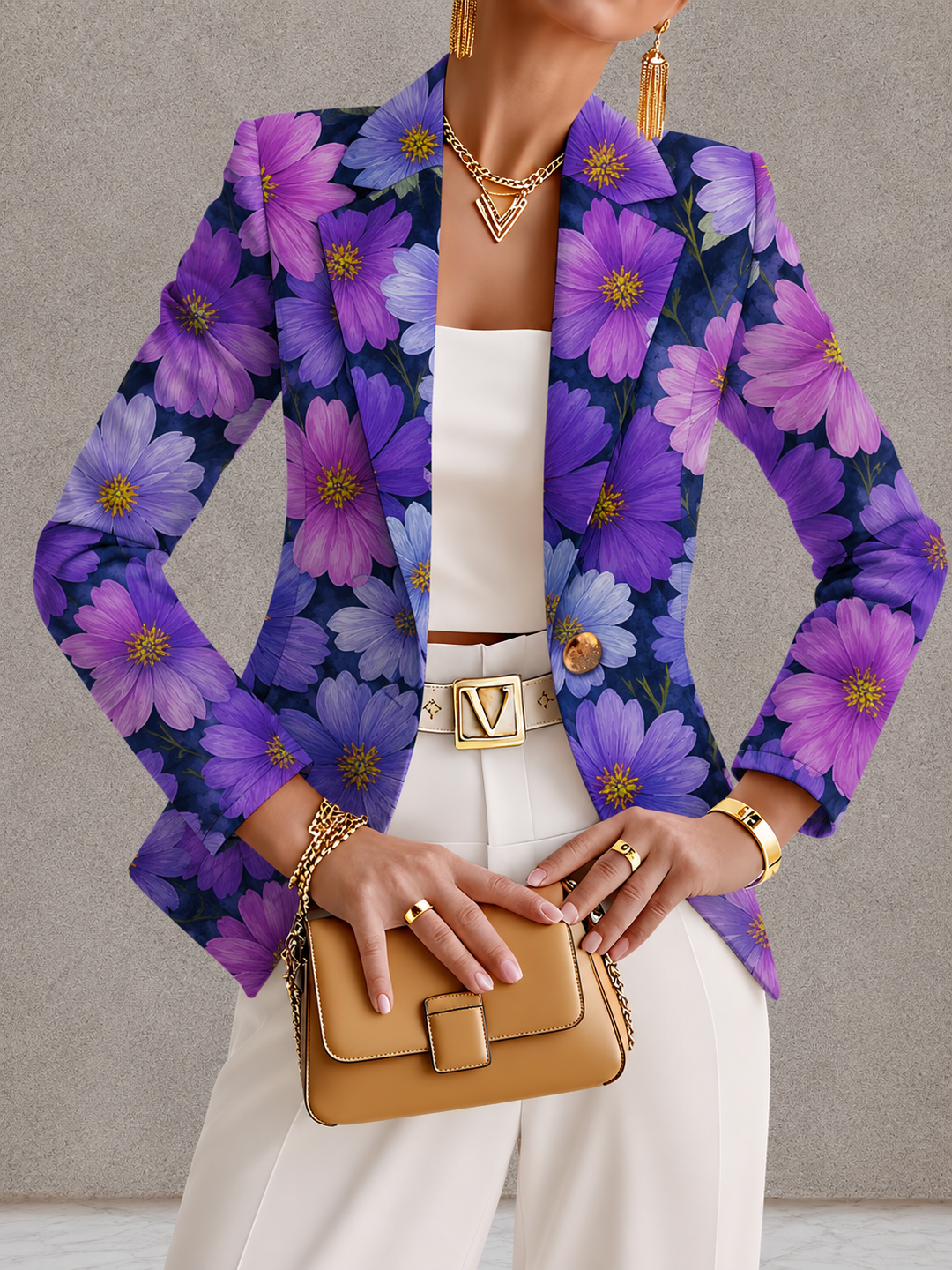 Bellamira Purple Cosmos Blazer in purple multi