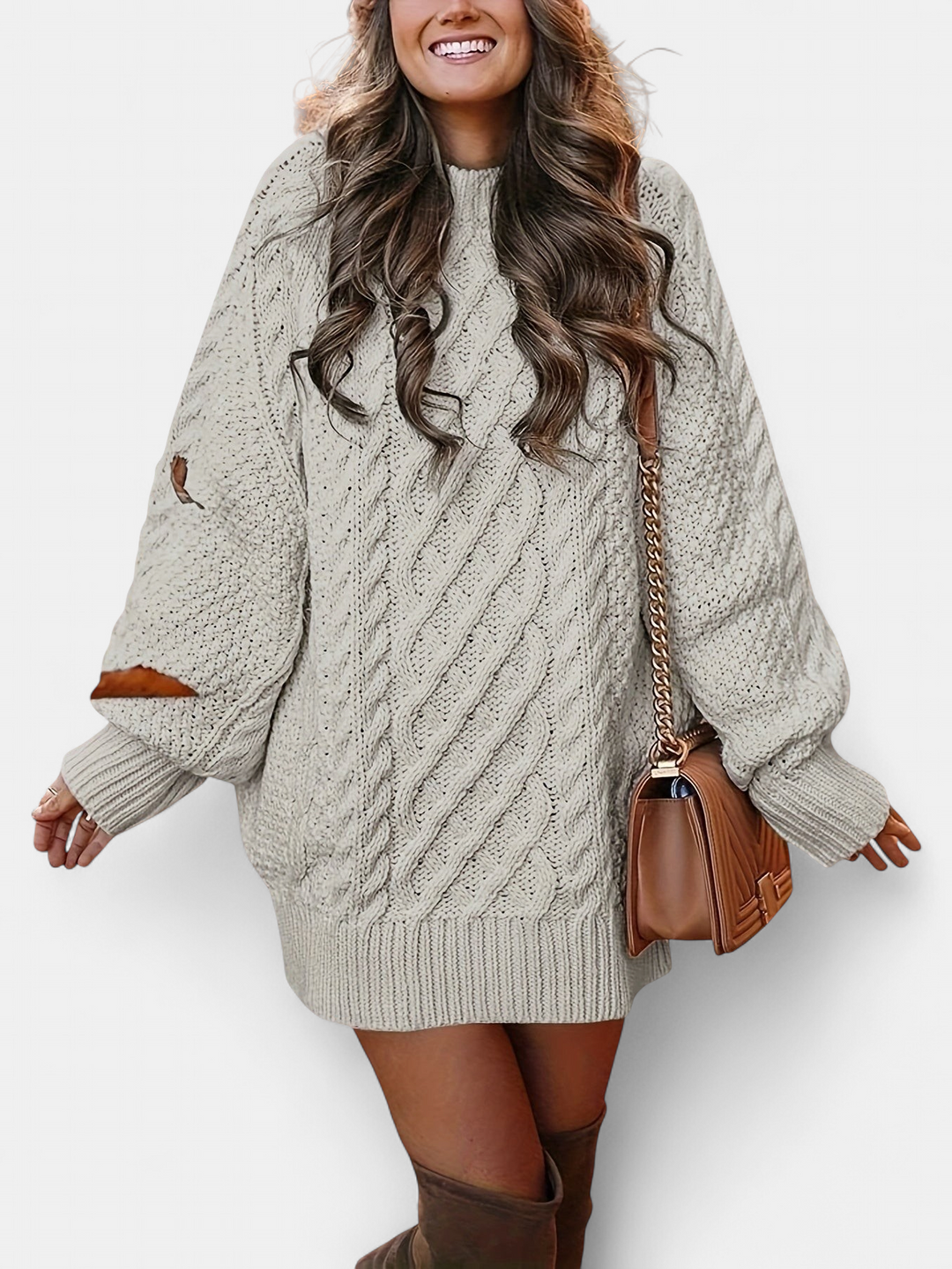 Emory Oversized Knit Sweater in beige