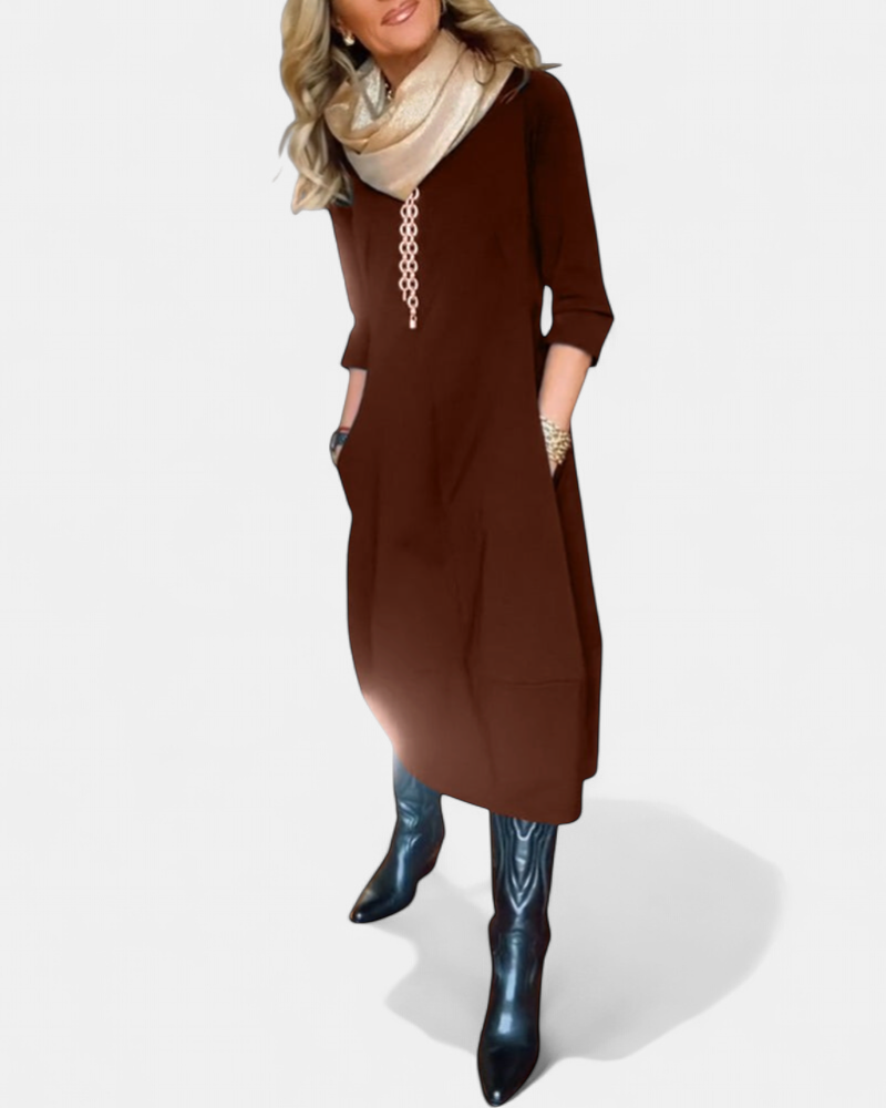Anora Luxe Elegance Dress in brown