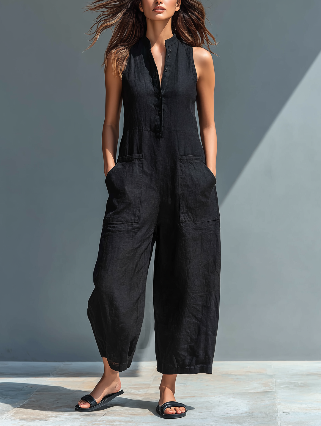 Adele Long Fluid Jumpsuit in black
