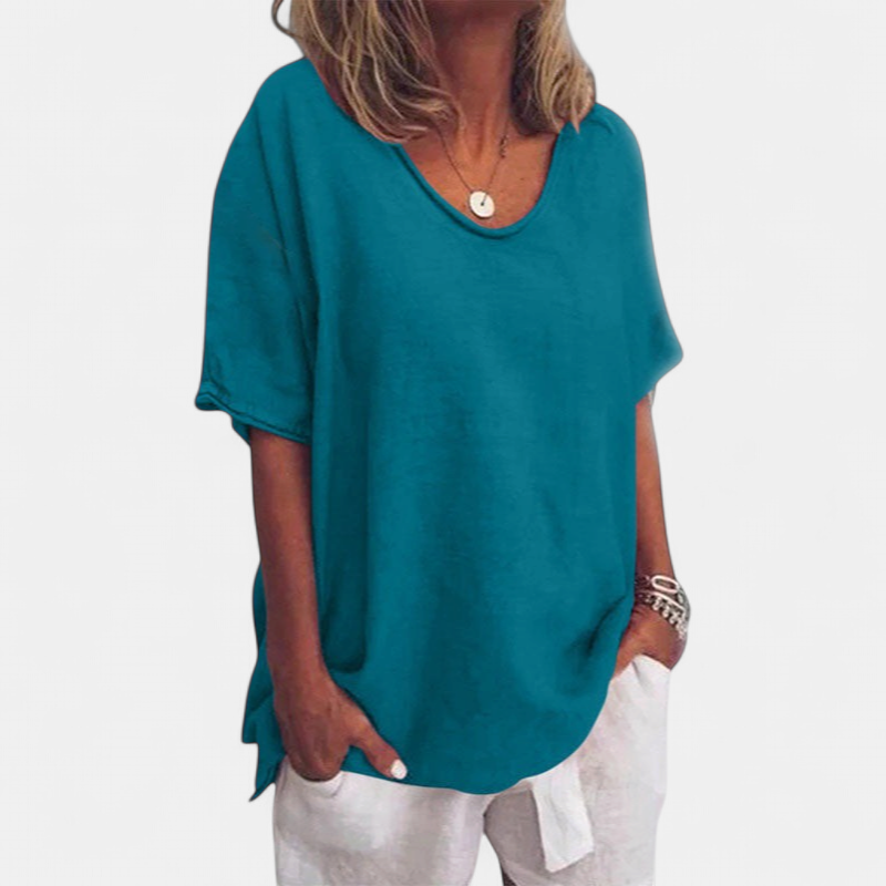 Callie Loose Fit Top in sea blue