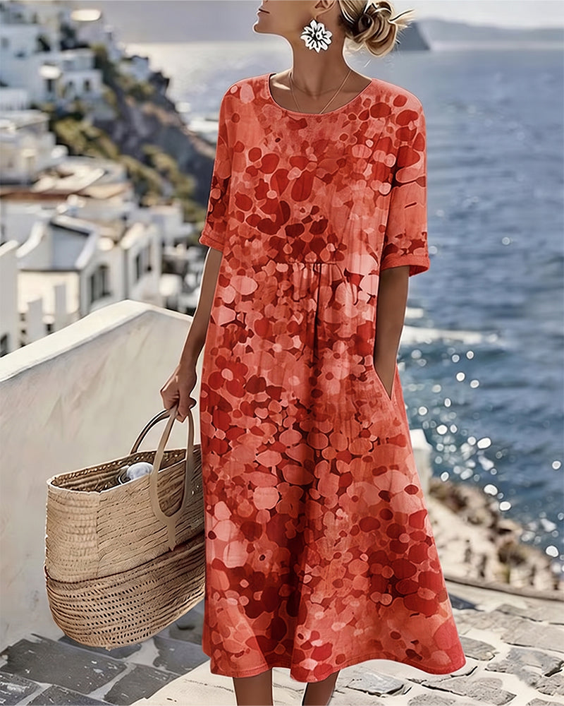 Julissa Charming Floral Dress in red