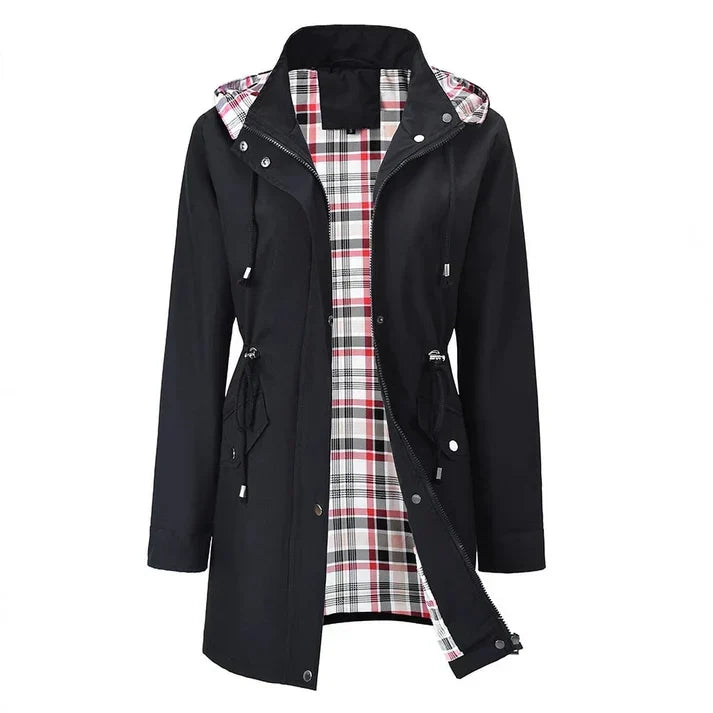 Aliyah Waterproof Jacket with Plaid in black