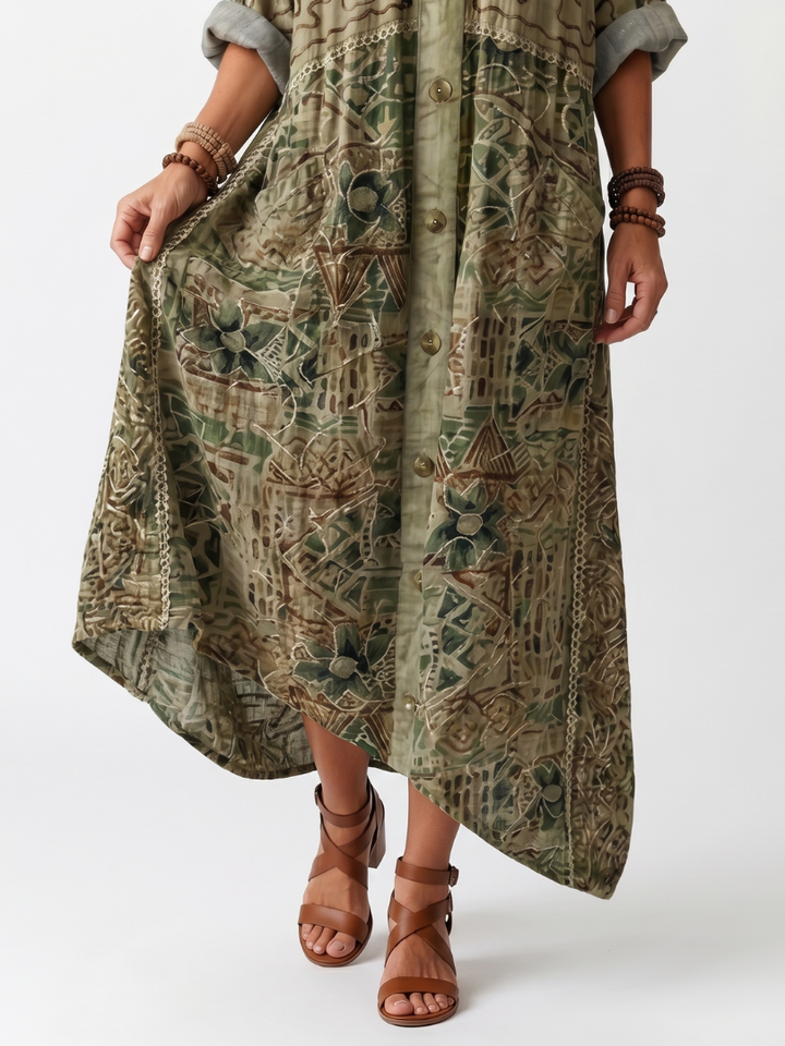 Berangere Button Front Dress in green