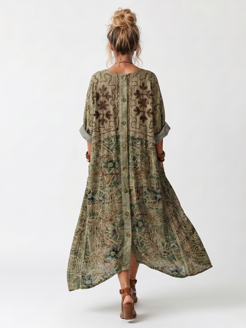 Berangere Button Front Dress in green