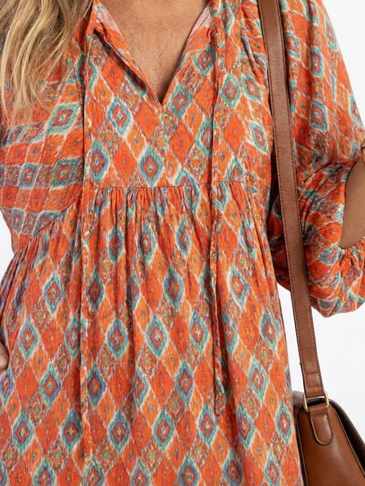 Celie Tiered Dress in beige