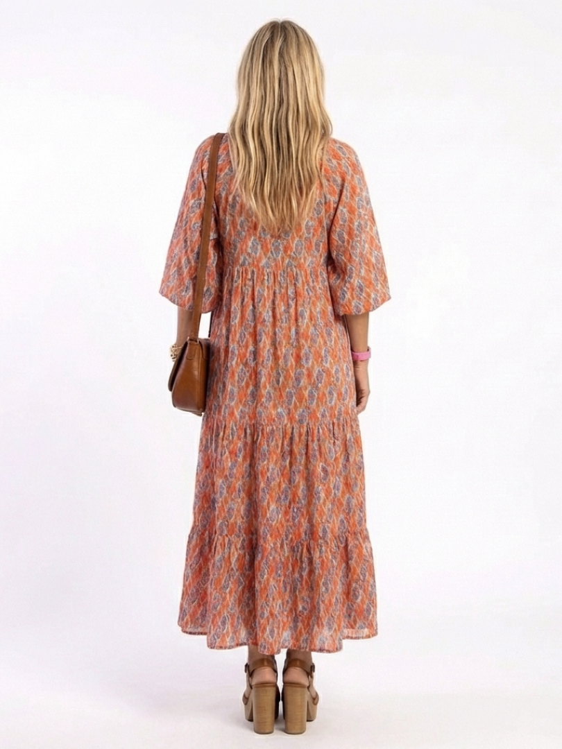 Celie Tiered Dress in beige