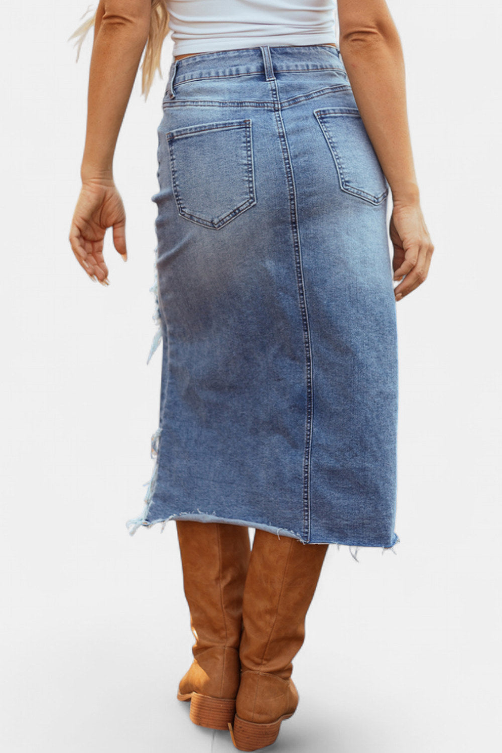 Anouk Relaxed High-Waist Denim Maxi Skirt — Light Wash
