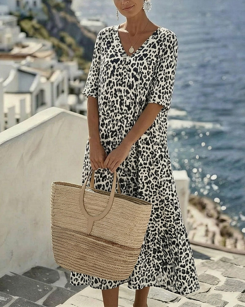 Xanthe Midi Dress in black/white