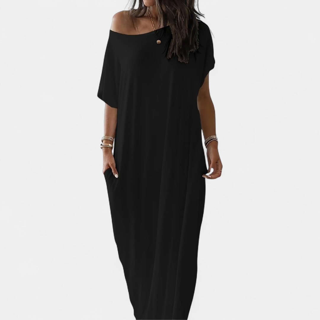 Darla Batwing Sleeve Lounge Dress in black