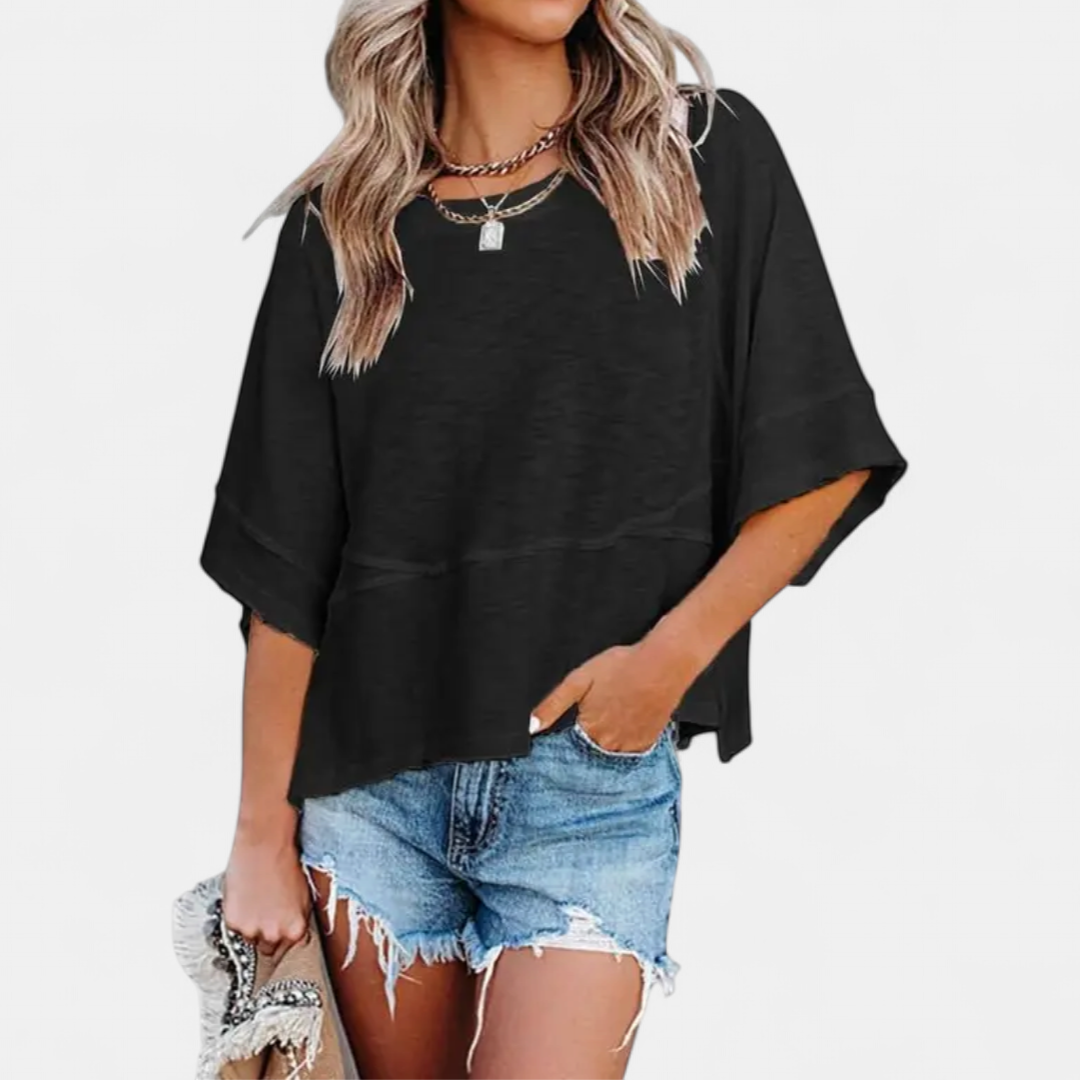 Blossom Flare Sleeve Blouse in black