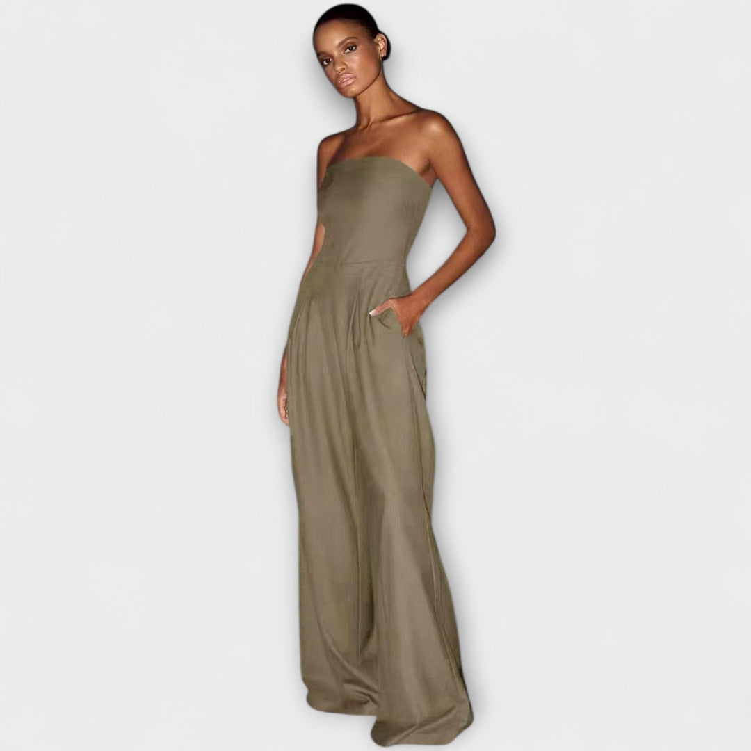 Kiora Strapless Jumpsuit in beige