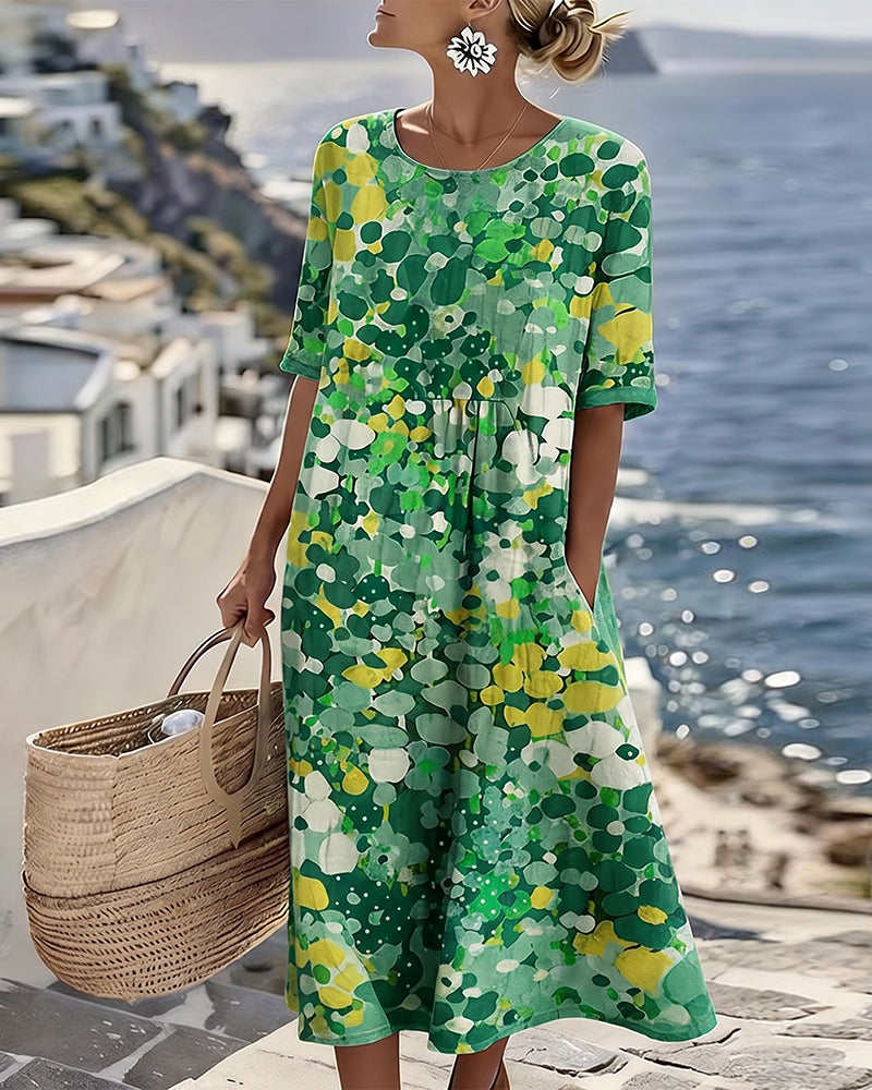 Julissa Charming Floral Dress in green