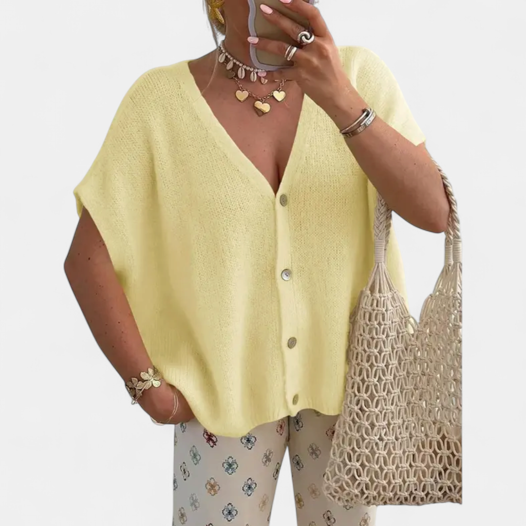 Saoirse V-neck Knit Cardigan in yellow