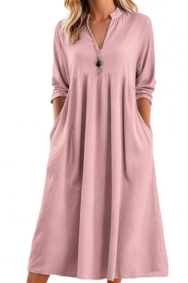 Bettina Relaxed A-Line Midi Dress — Dusty Rose