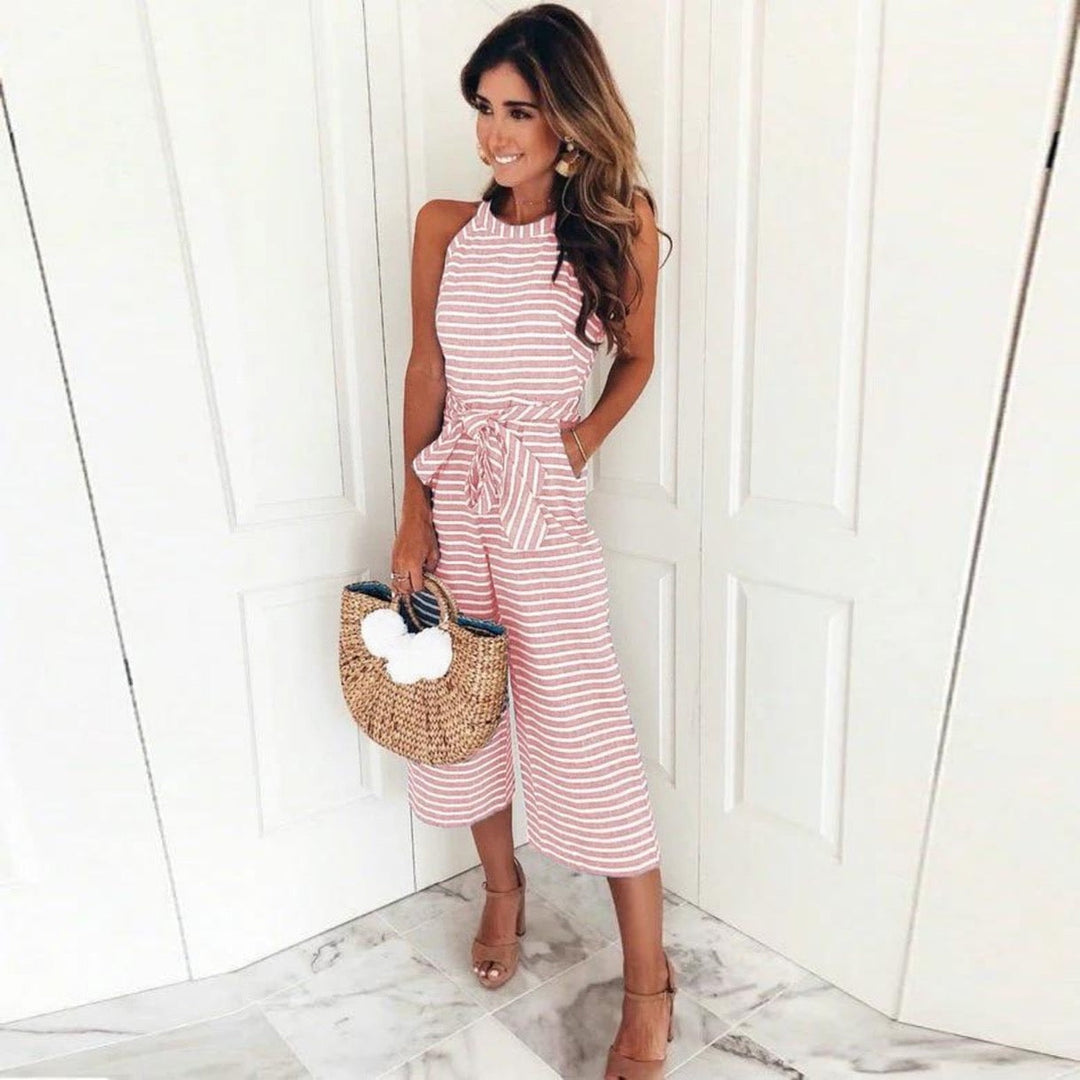 Azaria Striped Jumpsuit in pink