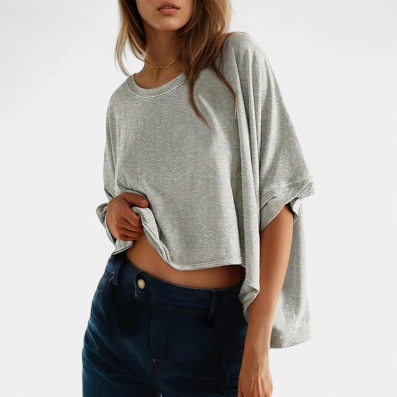 Joli Classic Oversized Loose-fit Tee in light gray
