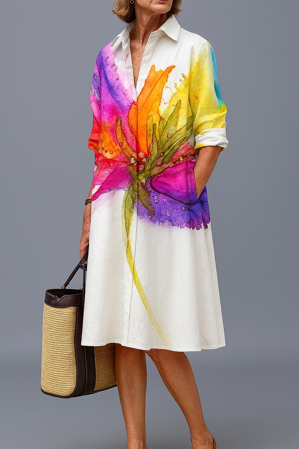 Bridget Midi Dress in white